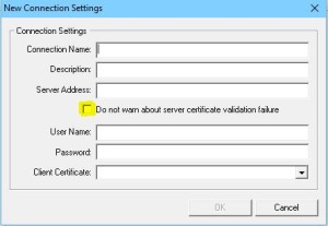 Do Not Warn about Server Certificate Validation Issues