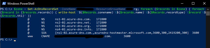 PowerShell - get-AzDNSRecordSet